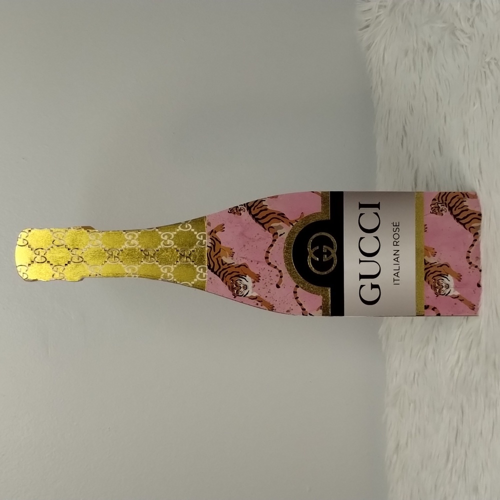 Home Designs GG Italian Rosé Champagne Bottle Wooden Home Decor